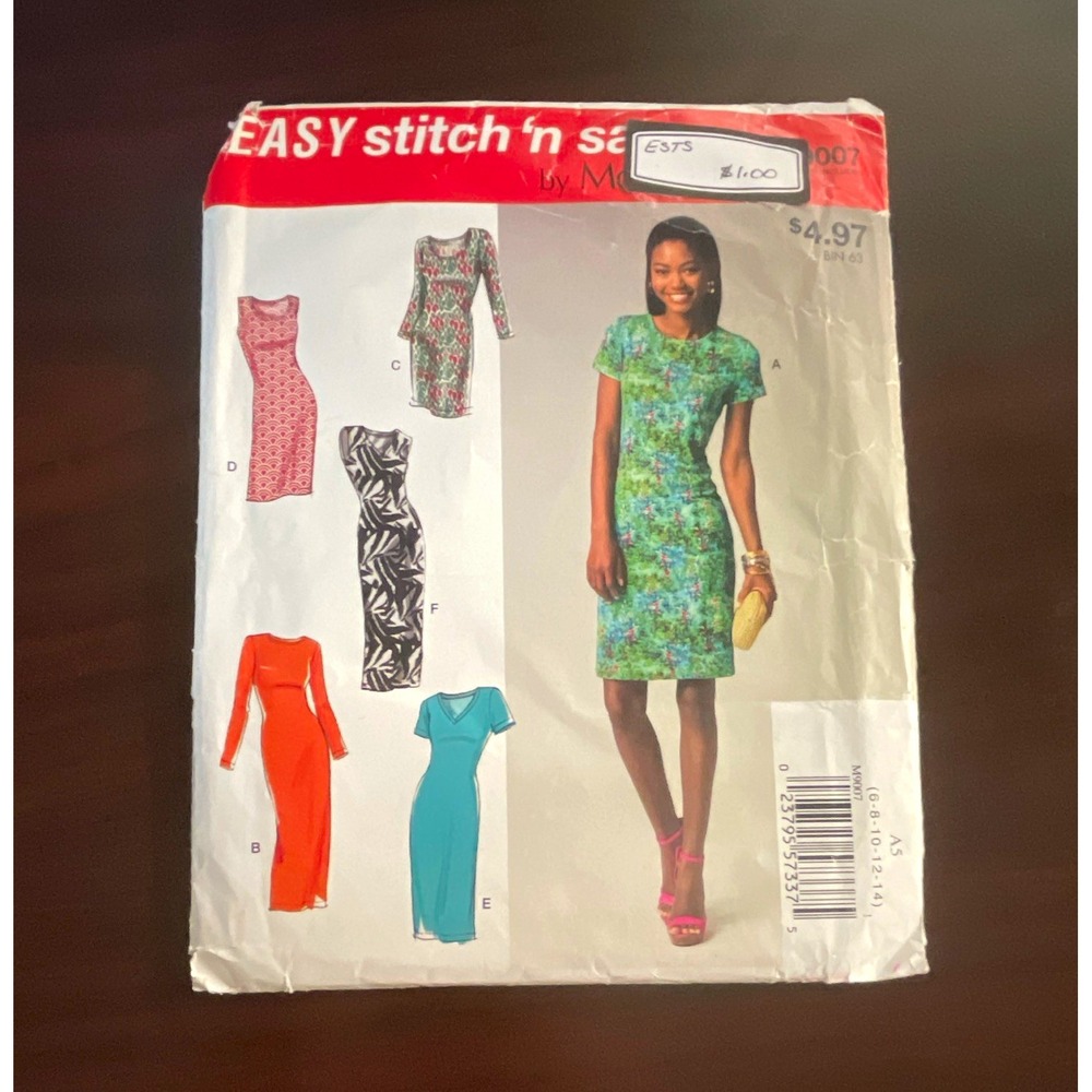 McCalls Easy Stitch n Save M9007 Sewing Pattern Misses Dresses Size 6-14 NEW